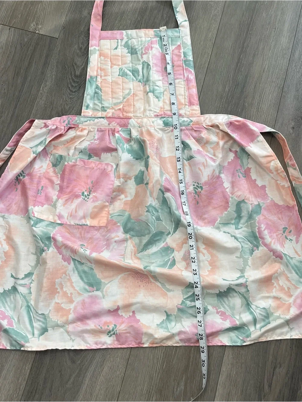 Vintage Now Designs Floral Quilted Apron Pink Mint Cottagecore